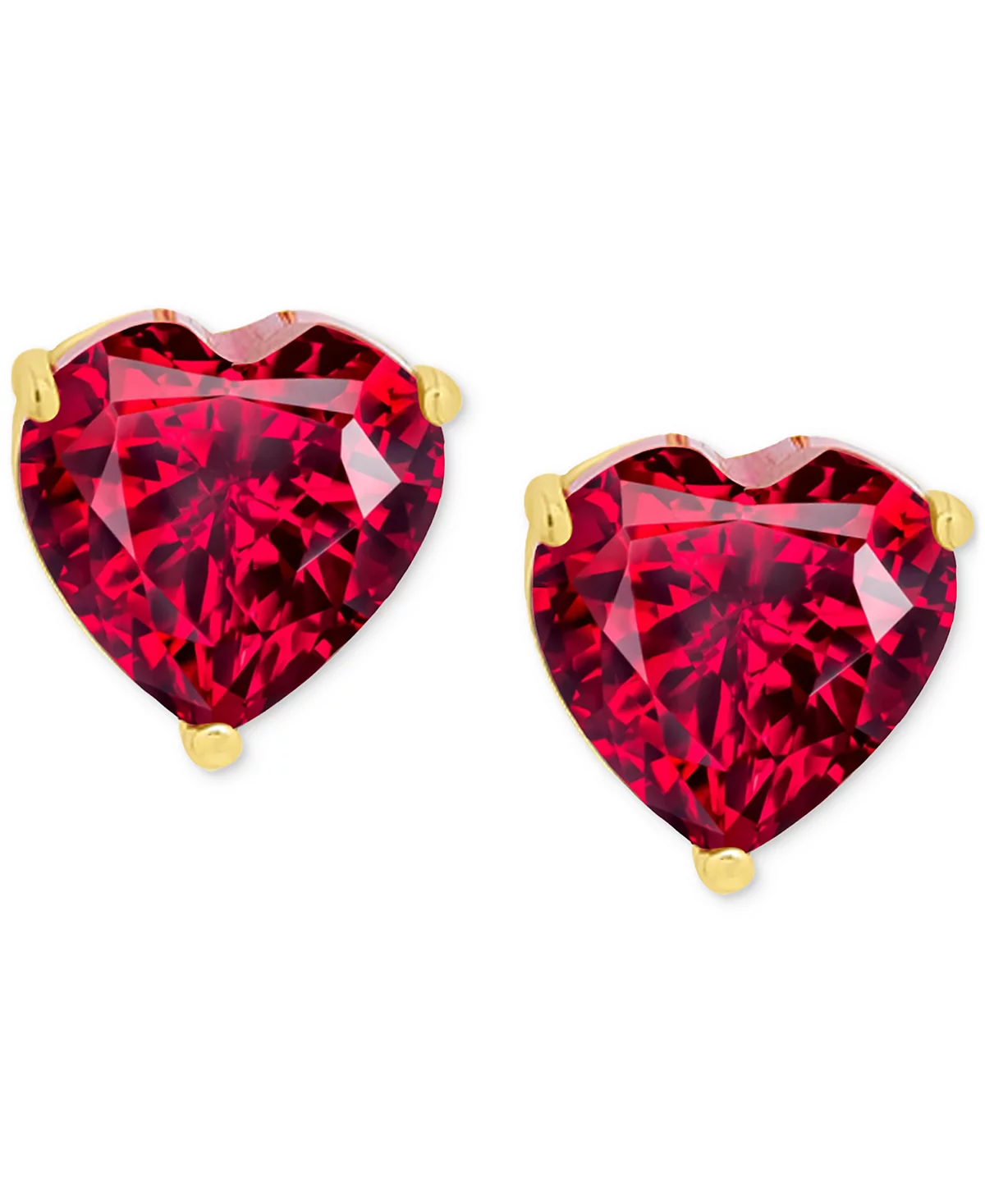 Macy's 2-Pc. Set Lab Grown Ruby Heart Pendant Necklace & Matching Stud Earrings (1-3/4 ct. t.w.) in 14k Gold-Plated Sterling Silver image 2