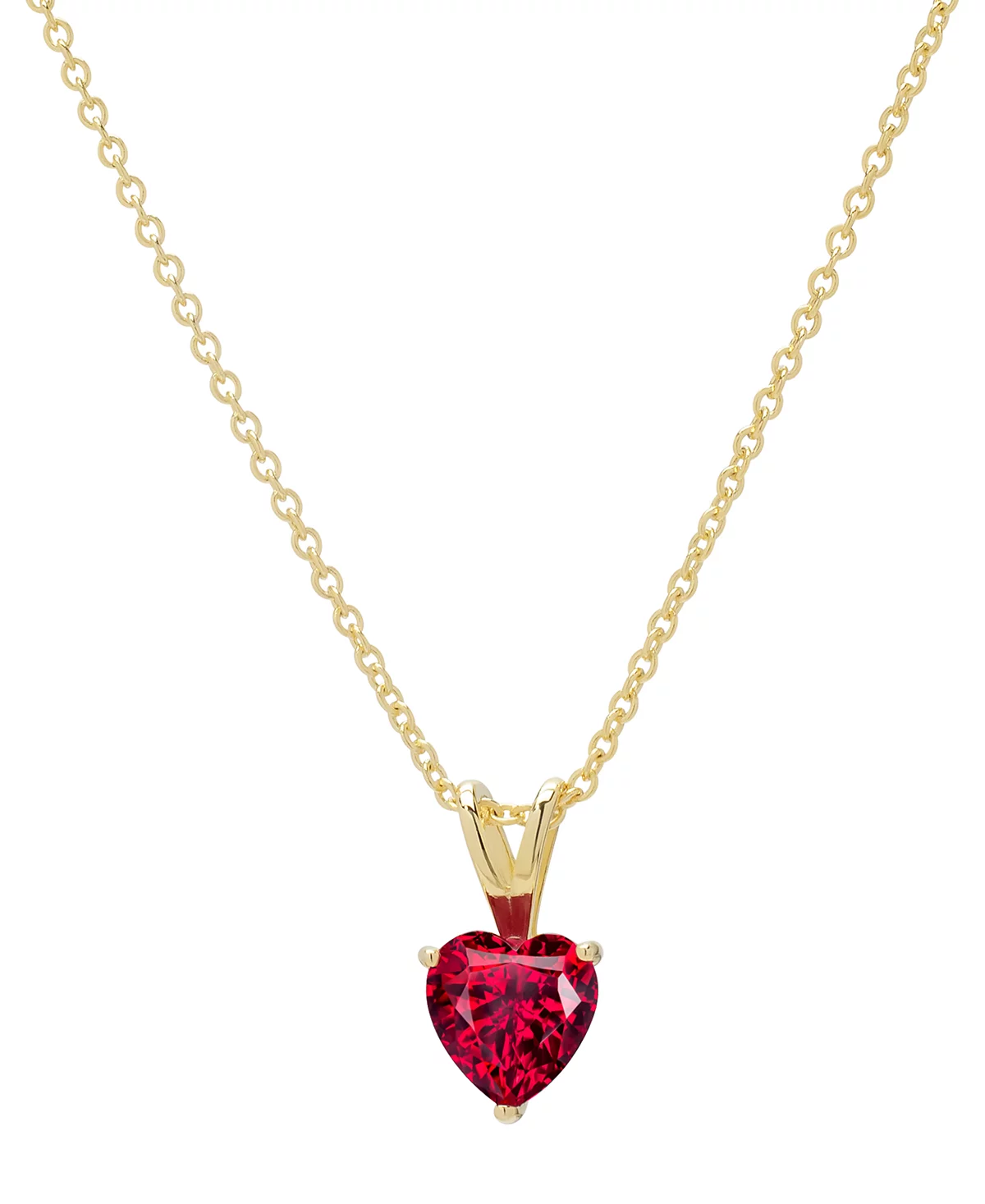Macy's 2-Pc. Set Lab Grown Ruby Heart Pendant Necklace & Matching Stud Earrings (1-3/4 ct. t.w.) in 14k Gold-Plated Sterling Silver image 3