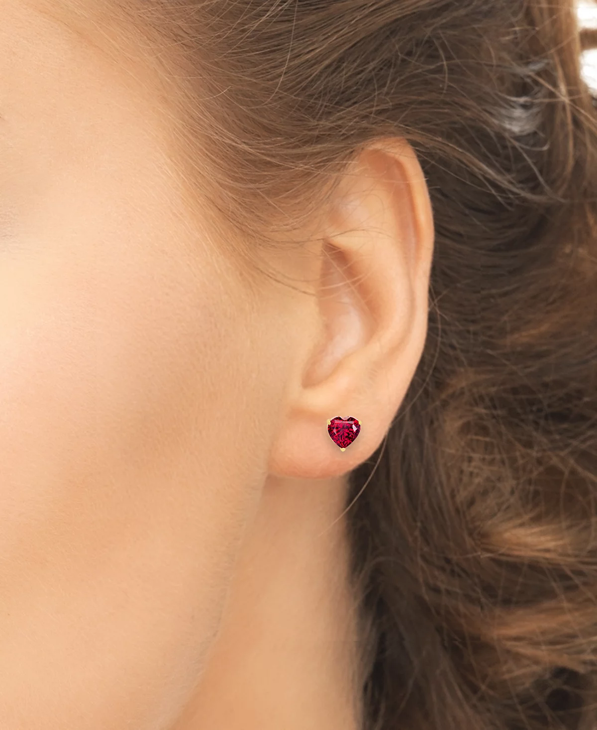 Macy's 2-Pc. Set Lab Grown Ruby Heart Pendant Necklace & Matching Stud Earrings (1-3/4 ct. t.w.) in 14k Gold-Plated Sterling Silver image 4