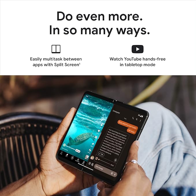 Google Pixel Fold - Unlocked Android 5G Smartphone with Telephoto Lens and Ultrawide Lens - Foldable Display - 24-Hour Battery - Obsidian - 256 GB image 4