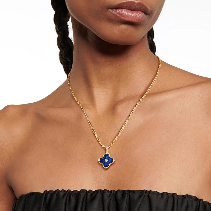 OSIANA Reversible Clover Necklace for Women 14K Gold Plated Natural Stone Four Leaf Pendant Necklaces Lucky Charm Jewelry image 4