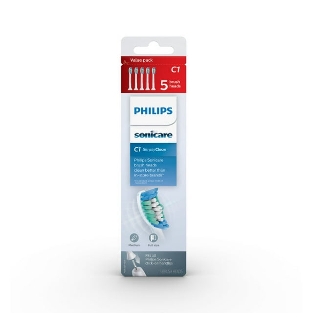 Philips Sonicare Simplyclean (C1) Replacement Toothbrush Heads, 5 Pack, HX6015/03 image 3