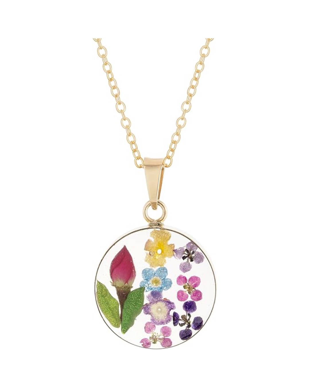 Amazon Essentials Sterling Silver Pressed Flower Round Pendant Necklace, 16" (previously Amazon Collection) image 3