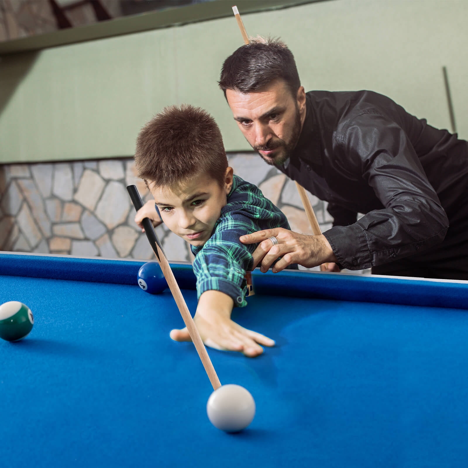 Costway 47" Folding Billiard Table Pool Game Table for Kids w/ Cues & Chalk & Brush image 4
