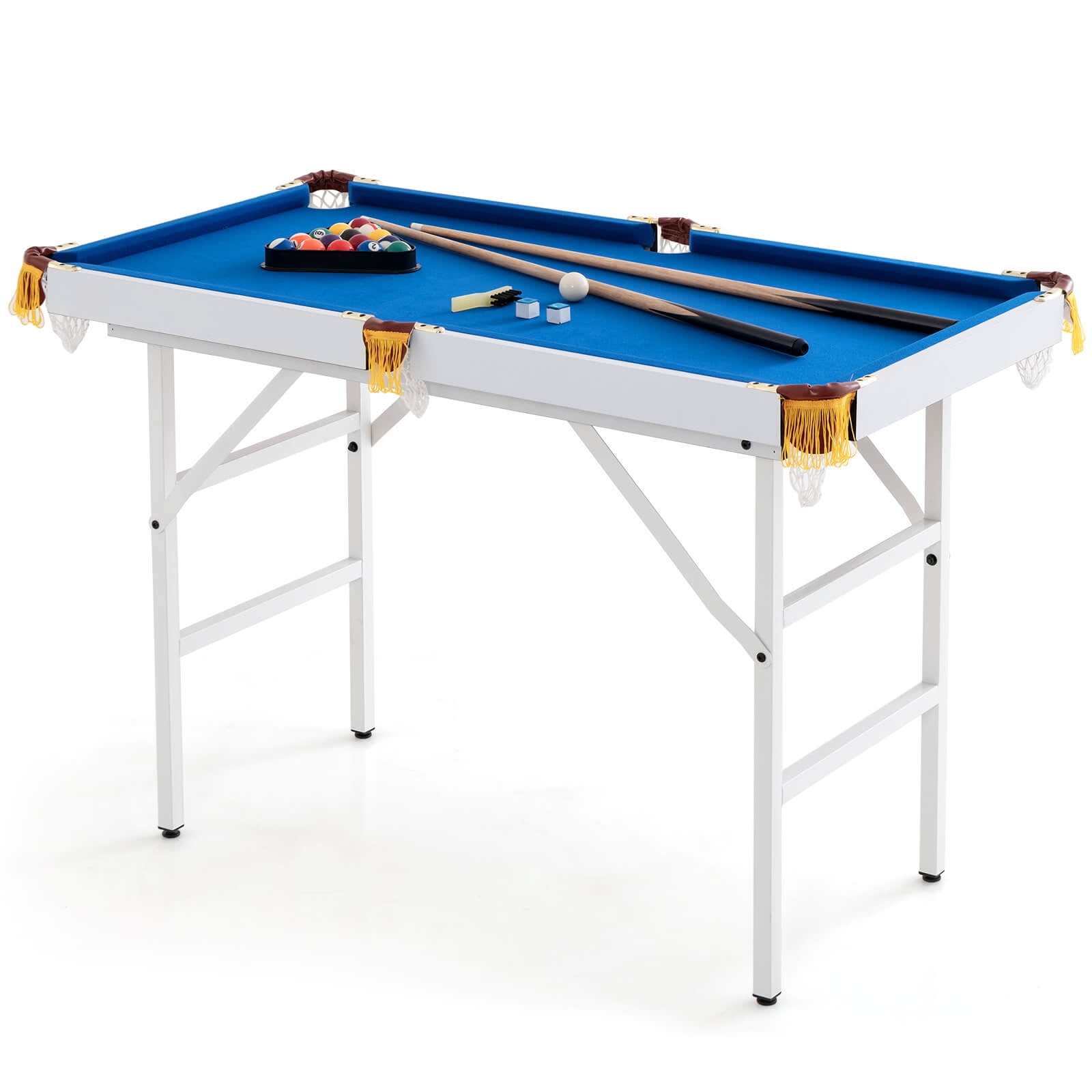 Costway 47" Folding Billiard Table Pool Game Table for Kids w/ Cues & Chalk & Brush image 3