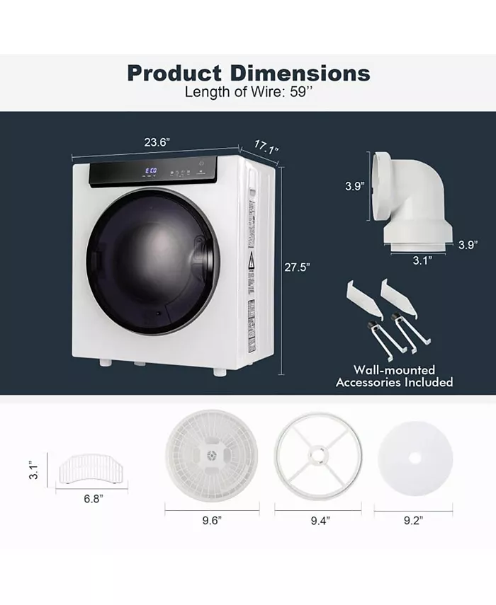 2.6 Cu.ft Compact Clothes Dryer with Touch Panel and 2 Modes Shipped and sold by Kuyotq image 2
