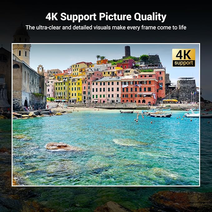 Official Licensed Netflix Smart Projector, HAPPRUN Projector 4K with Wifi and Bluetooth, DoIby Audio, Built-in Apps, Native 1080P 1000ANSI, Electric Focus, Portable Projector for Home Cinema, Bedroom image 3