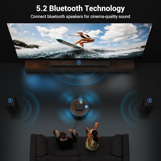Official Licensed Netflix Smart Projector, HAPPRUN Projector 4K with Wifi and Bluetooth, DoIby Audio, Built-in Apps, Native 1080P 1000ANSI, Electric Focus, Portable Projector for Home Cinema, Bedroom image 5