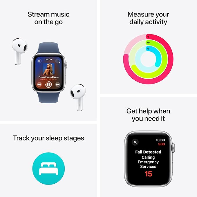 Apple Watch SE (2nd Gen) [GPS 40mm] Smartwatch with Starlight Aluminum Case with Starlight Sport Band M/L. Fitness and Sleep Trackers, Crash Detection, Heart Rate Monitor, Retina Display image 3