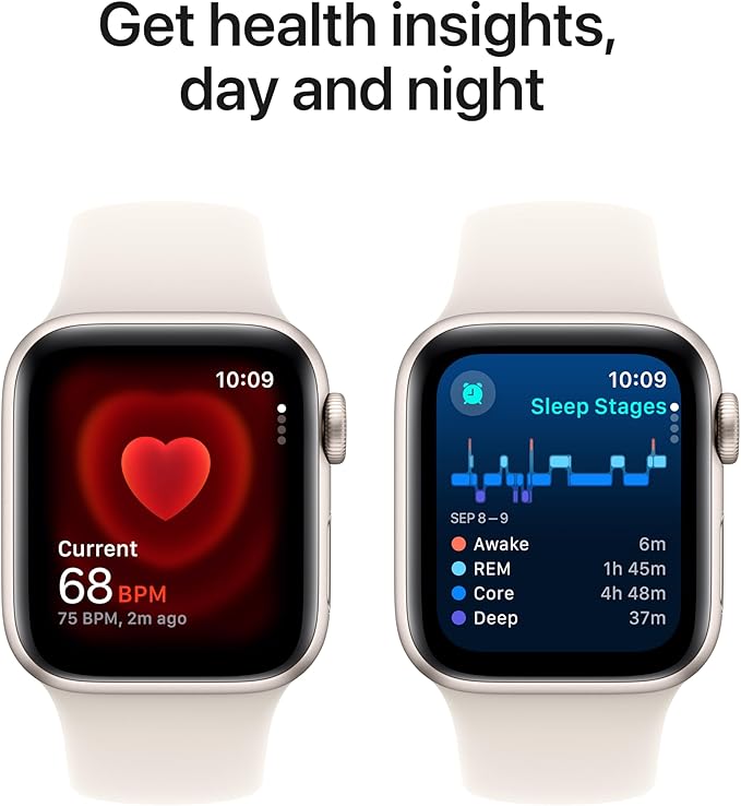 Apple Watch SE (2nd Gen) [GPS 40mm] Smartwatch with Starlight Aluminum Case with Starlight Sport Band M/L. Fitness and Sleep Trackers, Crash Detection, Heart Rate Monitor, Retina Display image 4