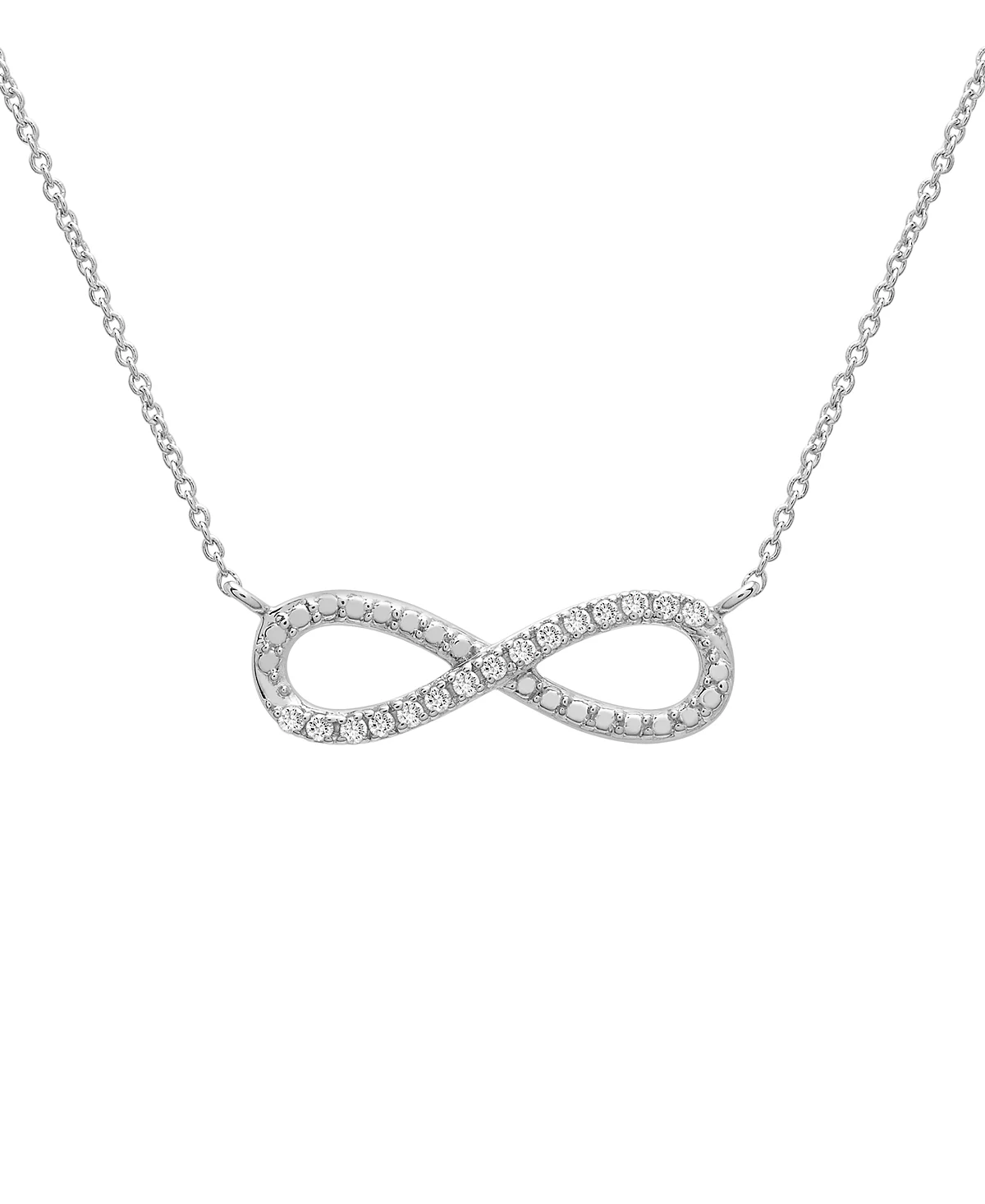 Macy's Diamond Infinity 18" Pendant Necklace (1/10 ct. t.w.) in Sterling Silver image 1