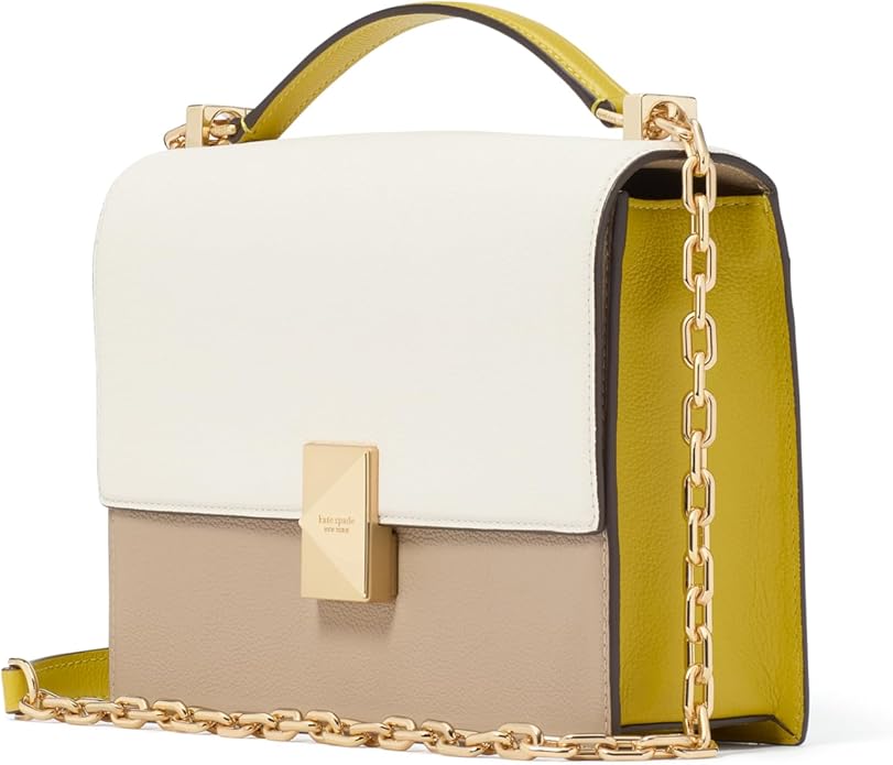 kate spade new york Deco Colorblocked Pebbled Leather Chain Shoulder, Tigers Eye Multi image 2