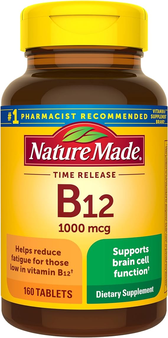 Nature Made Vitamin B12 1000 mcg, Dietary Supplement For Energy Metabolism Support, 160 Time Release Tablets, 160 Day Supply image 1
