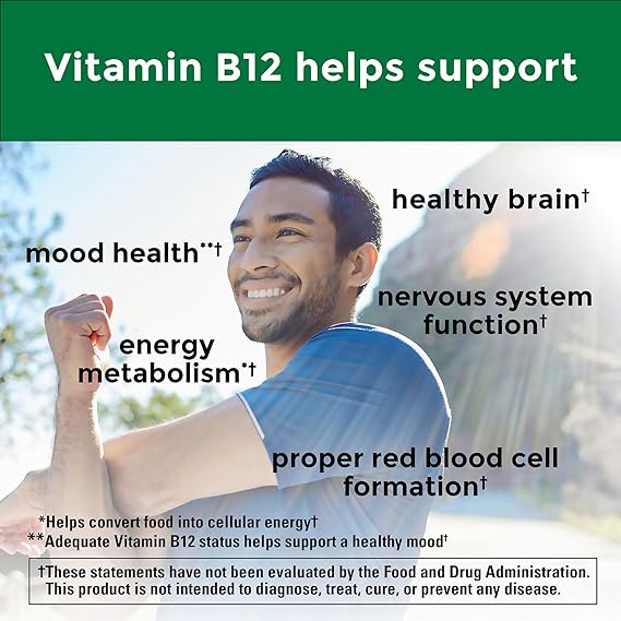 Nature Made Vitamin B12 1000 mcg, Dietary Supplement For Energy Metabolism Support, 160 Time Release Tablets, 160 Day Supply image 3