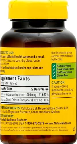 Nature Made Vitamin B12 1000 mcg, Dietary Supplement For Energy Metabolism Support, 160 Time Release Tablets, 160 Day Supply image 5