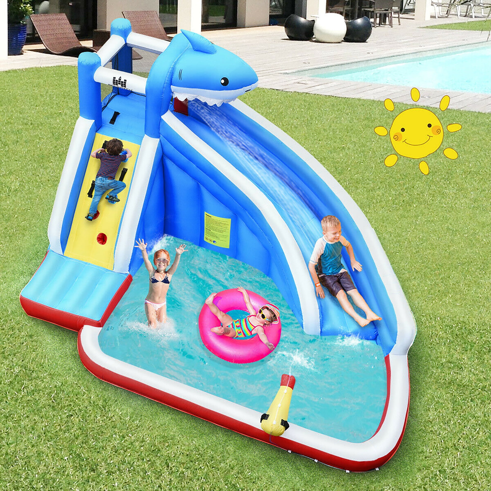 Costway Inflatable Water Slide Animal Shaped Bounce House Castle Splash Water Pool without Blower image 3