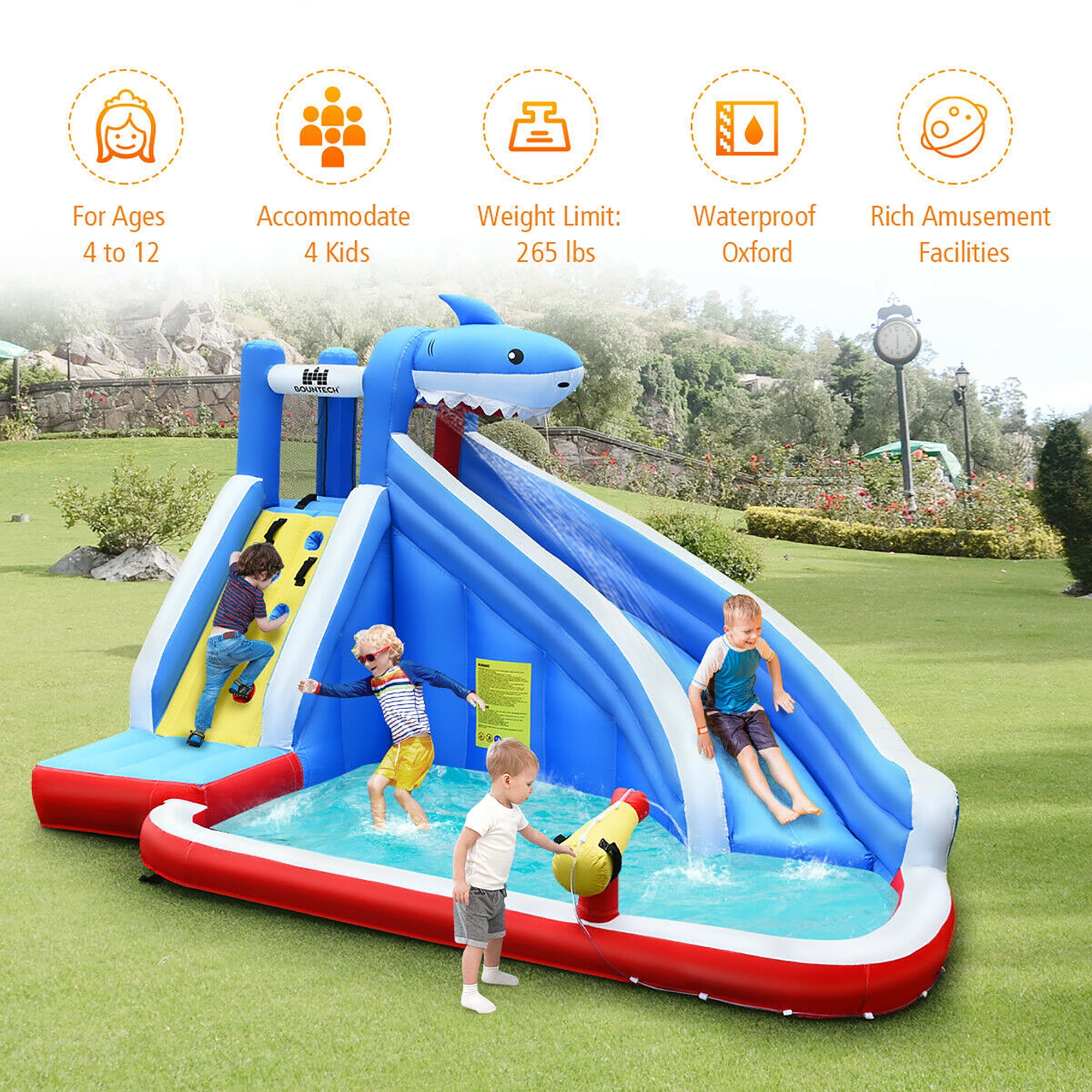 Costway Inflatable Water Slide Animal Shaped Bounce House Castle Splash Water Pool without Blower image 4