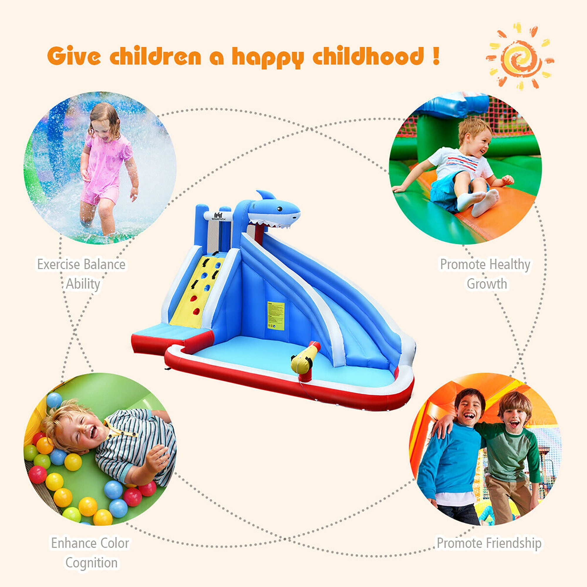 Costway Inflatable Water Slide Animal Shaped Bounce House Castle Splash Water Pool without Blower image 5