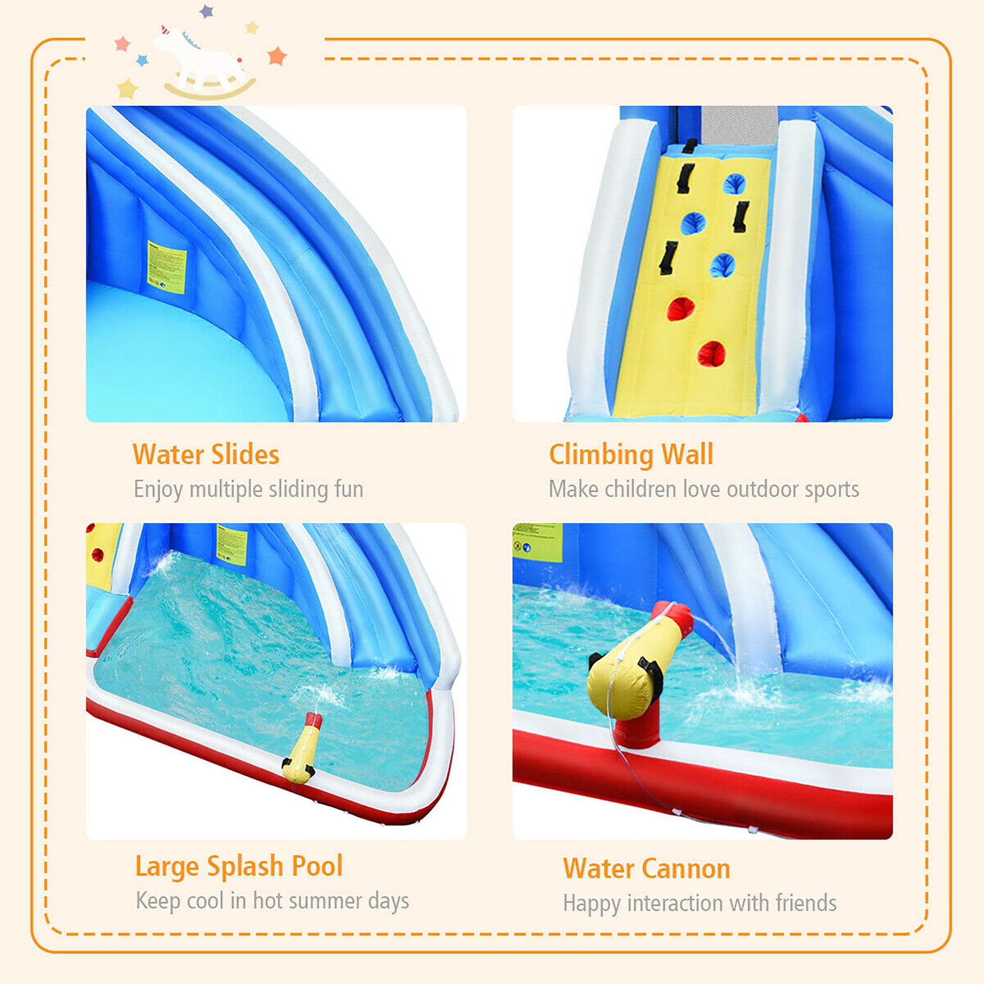 Costway Inflatable Water Slide Animal Shaped Bounce House Castle Splash Water Pool without Blower image 6