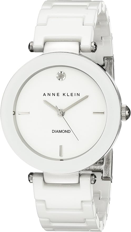 Anne Klein Women's Black Ceramic Bracelet Watch with Diamond Accent image 1