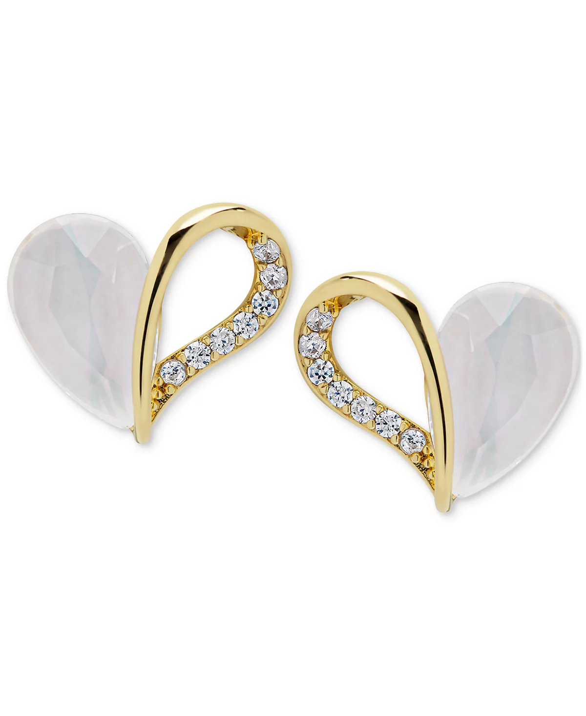 Macy's Lab Grown White Sapphire Heart Stud Earrings (3-7/8 ct. t.w.) in 14k Gold-Plated Sterling Silver image 1