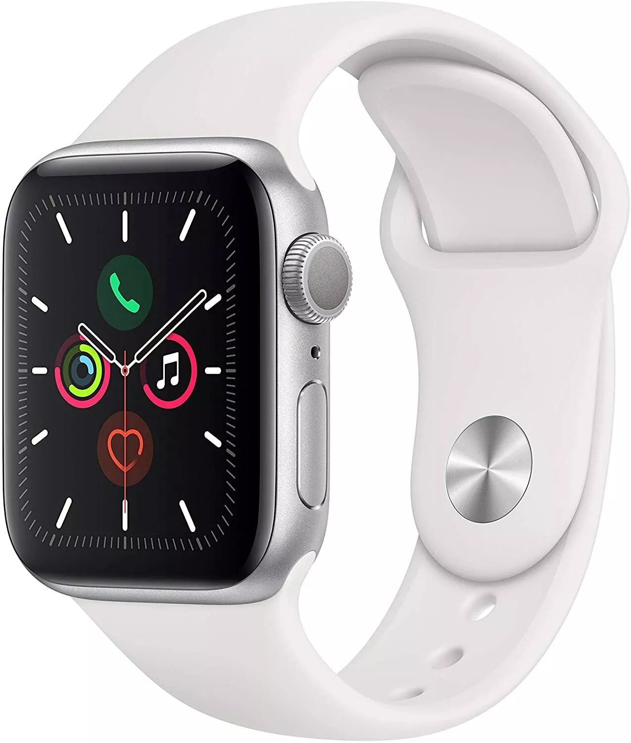 Apple Smart Watch 5 GPS 44mm MWVD2LL/A Silver Aluminum Case wit White Sport Band image 1