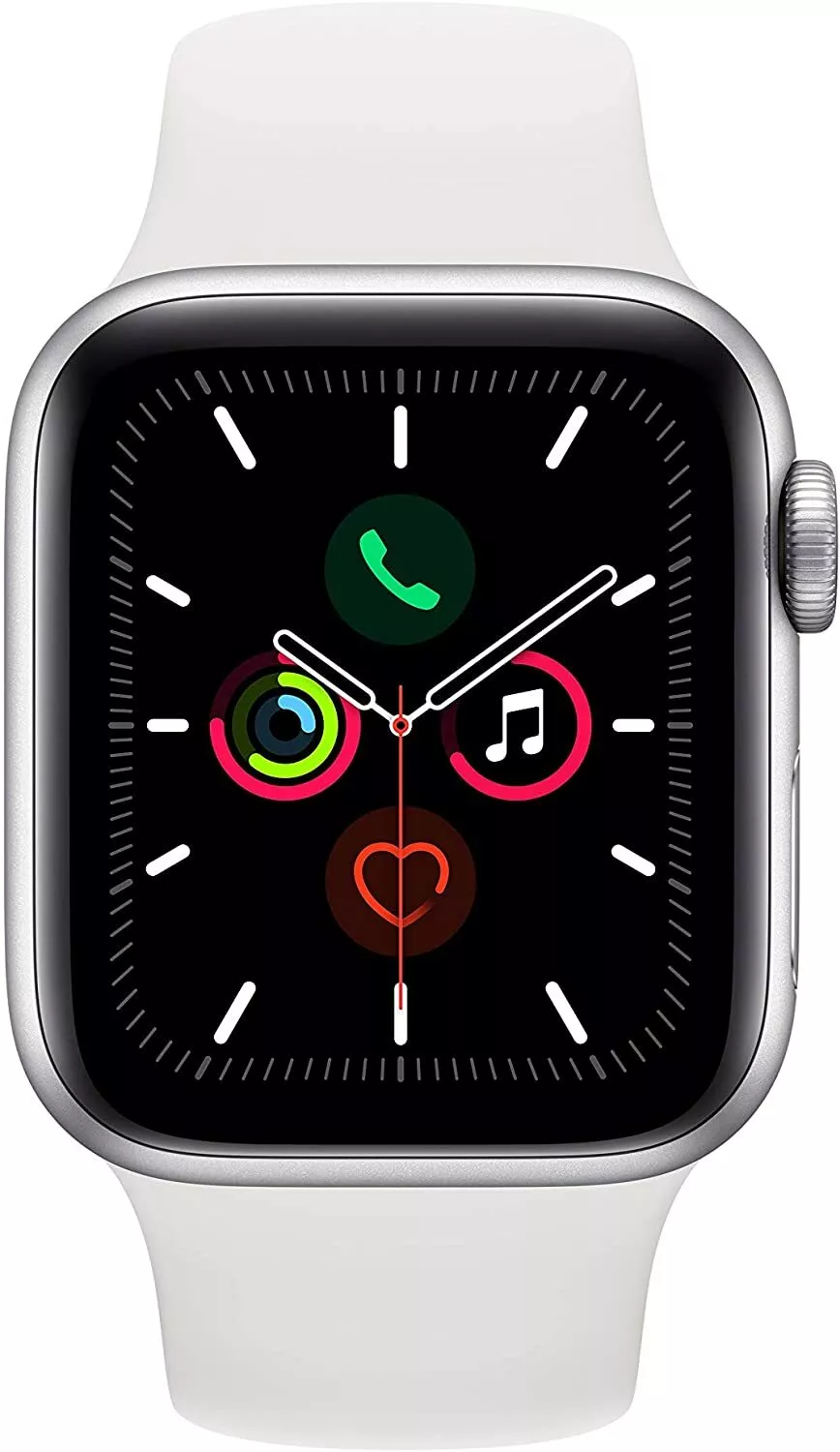 Apple Smart Watch 5 GPS 44mm MWVD2LL/A Silver Aluminum Case wit White Sport Band image 2