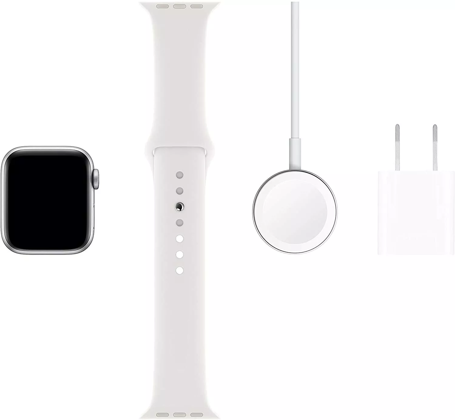 Apple Smart Watch 5 GPS 44mm MWVD2LL/A Silver Aluminum Case wit White Sport Band image 5