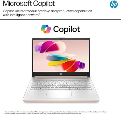 HP Business Student Laptop Computer - Windows 11 Pro & Microsoft Office Lifetime | 14 inch HD | AI-Powered, Long Batter Hr N-Serious Laptop| 16GB RAM, 128GB UFS, 256GB Extend Micro SD | Rose Gold image 4
