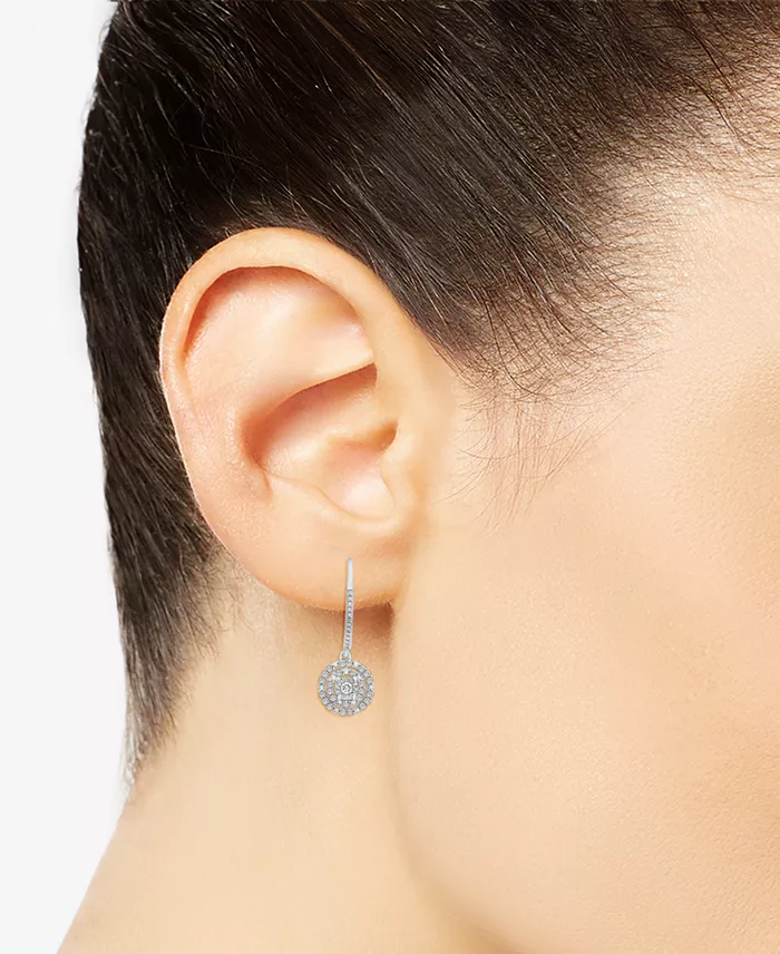 Diamond Circle Leverback Drop Earrings (1/4 ct. tw) in Sterling Silver, Created for Macy's image 2