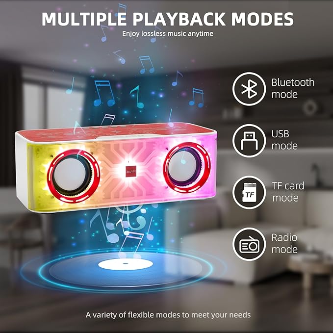 Delxo Bluetooth Speaker with Wireless Charger for Phone,Pro Stereo Bass Speaker with Mecha Atmosphere Lamp,Electronic Gadgets for Teen Adults Birthday for Teenagers image 5