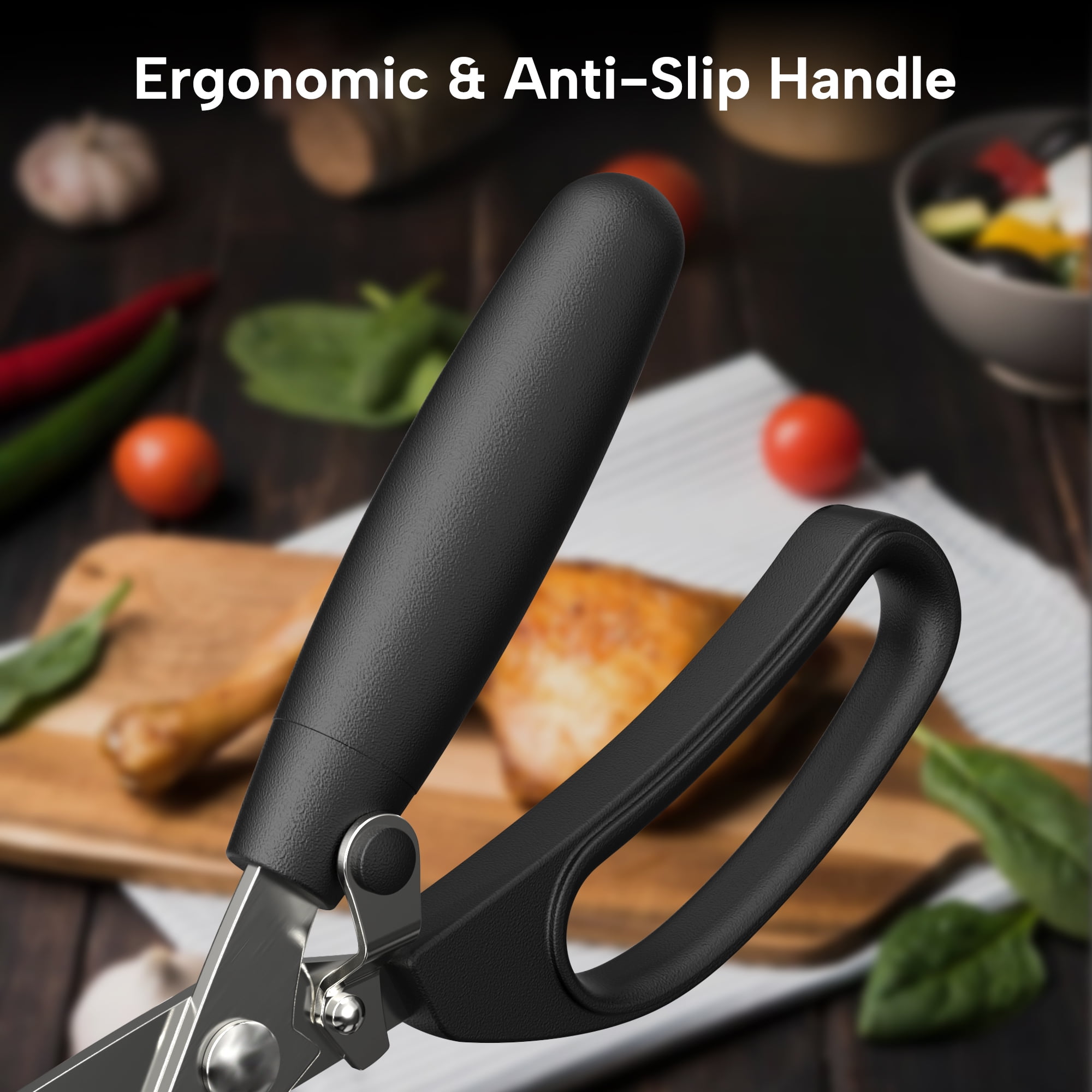 Astercook Kitchen Shears, Stainless Steel Heavy Duty Best Poultry Shears, Multi-Purpose Kitchen Scissors for Cutting Chicken, Fish, Seafood and Vegetables, Dishwasher Safe image 6