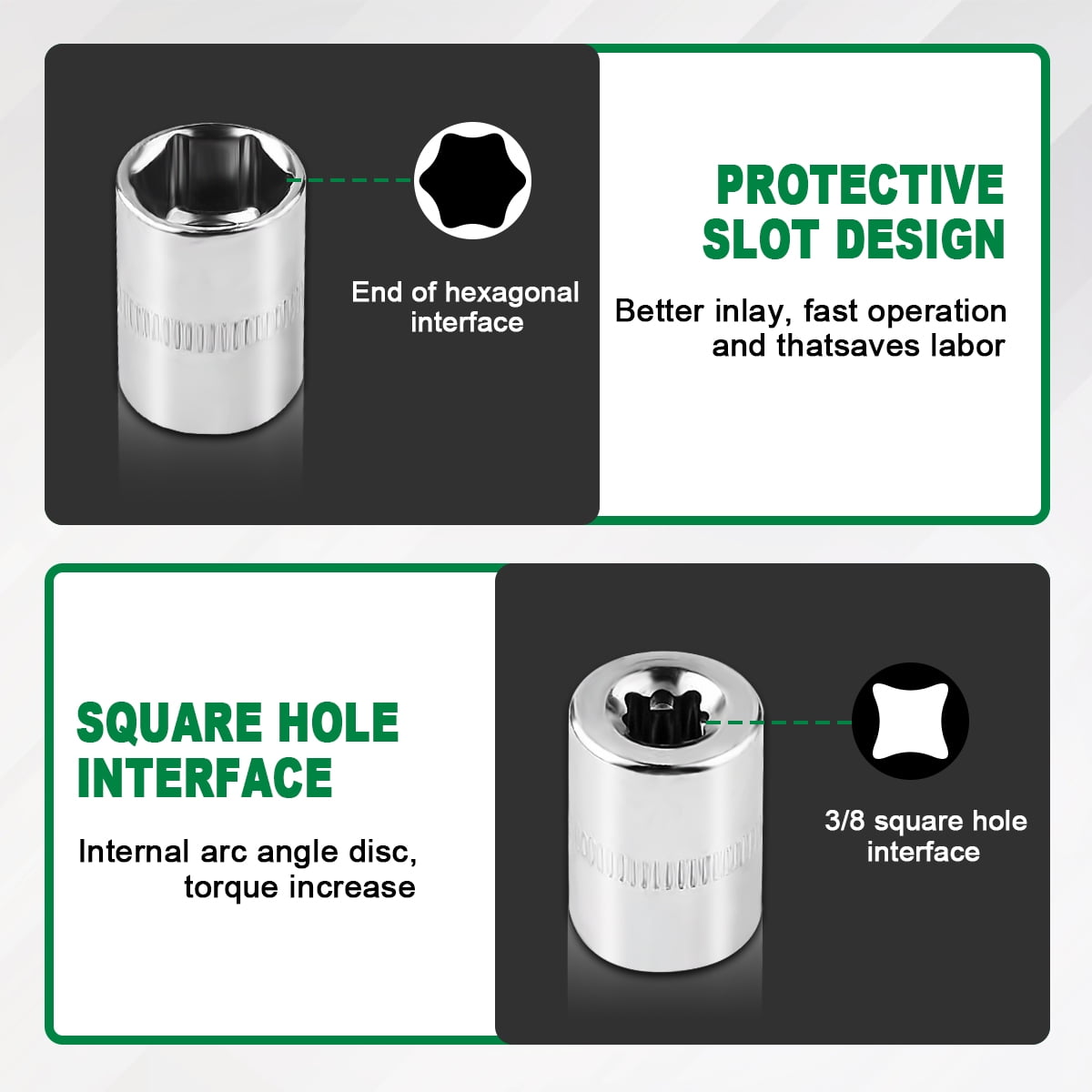 GOXAWEE 46 Pieces 1/4 inch Drive Socket Ratchet Wrench Set, with Bit Socket Set Metric and Extension Bar for Auto Repairing and Household, Green image 7