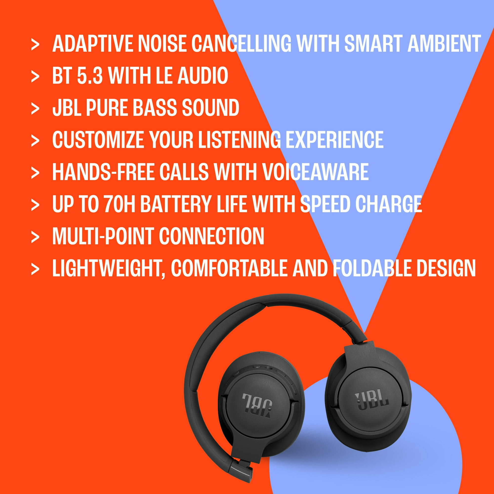 JBL Tune 770NC - Adaptive Noise Cancelling Wireless Over-Ear Headphones - Blue image 4