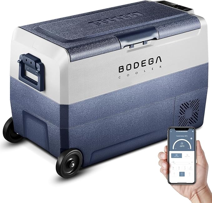 BODEGACOOLER 12 Volt Refrigerator,64 Quart Car Fridge Dual Zone WIFI APP Control,60L Portable Refrigerator Freezer, -4℉-68℉,12v Cooler Fridge,12/24V DC and 100-240V AC for Outdoor,Camping,Travel image 1