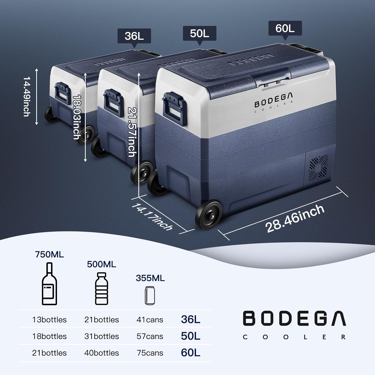 BODEGACOOLER 12 Volt Refrigerator,64 Quart Car Fridge Dual Zone WIFI APP Control,60L Portable Refrigerator Freezer, -4℉-68℉,12v Cooler Fridge,12/24V DC and 100-240V AC for Outdoor,Camping,Travel image 9