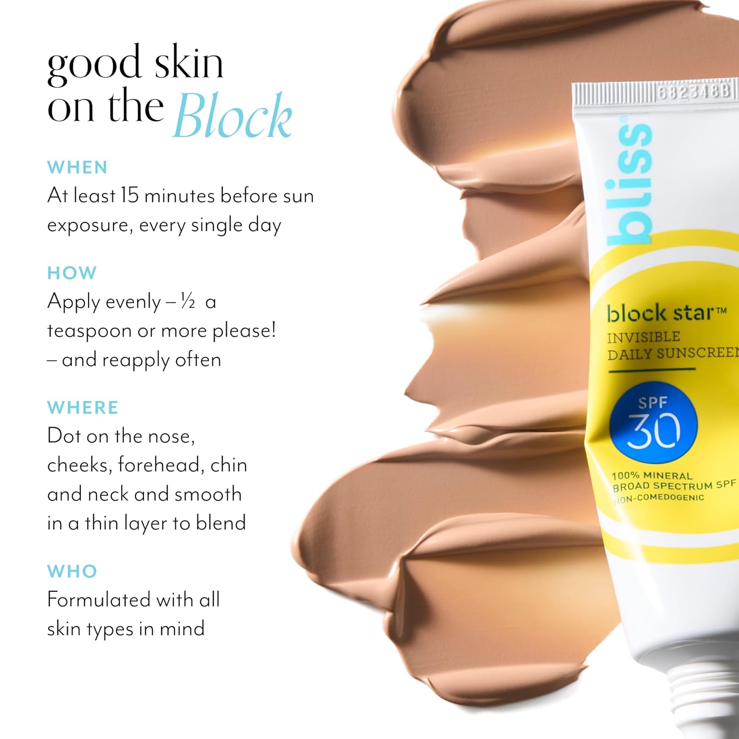 Bliss Block Star SPF 30 Daily Tinted Sunscreen with Zinc Oxide, Sunscreen & Makeup Primer- All Skin Tones - 100% Mineral Broad Spectrum Sunscreen with Titanium Dioxide & Antioxidant Blend,- 1.4 fl oz image 4