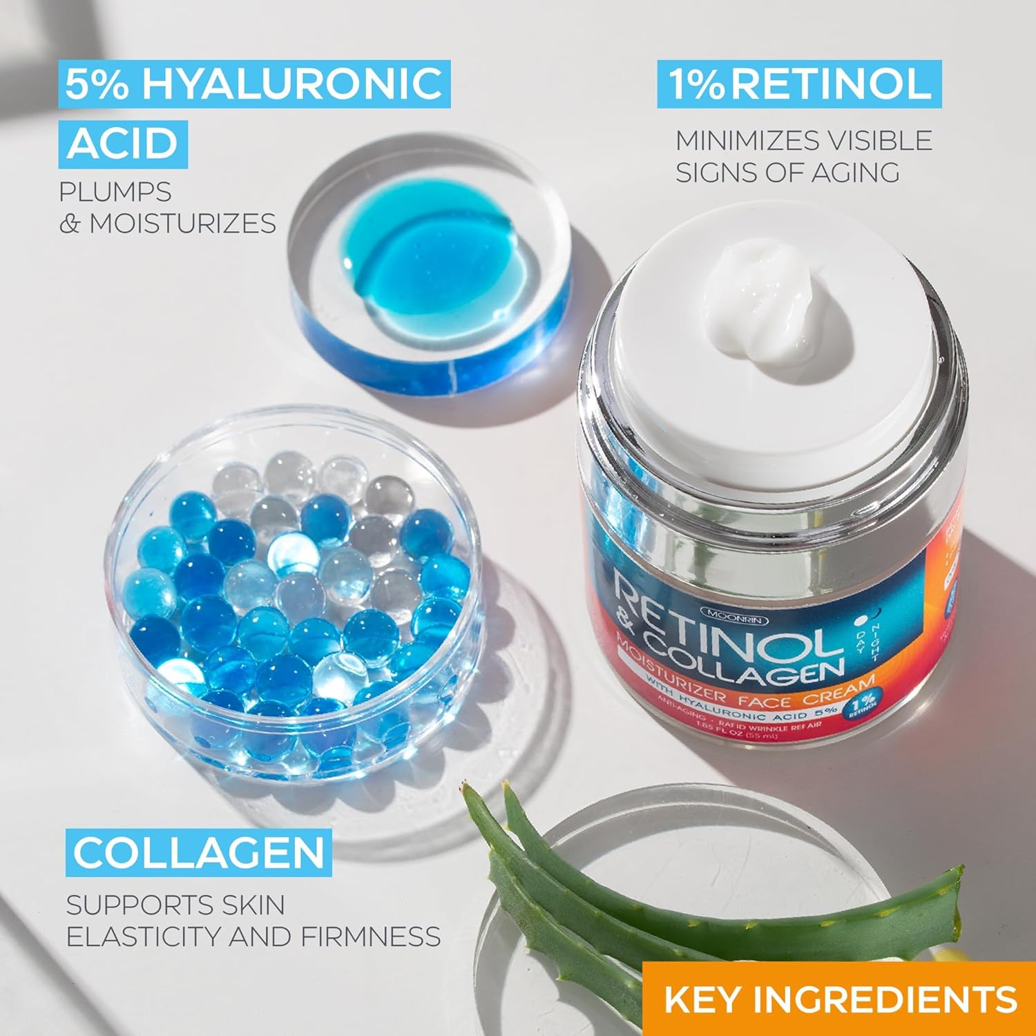 Retinol Cream for Face with Hyaluronic Acid, Anti Aging Wrinkle Cream for Women and Men, Day and Night Collagen Moisturizer to Minimize Wrinkles, Dryness, 1.85 Oz image 2