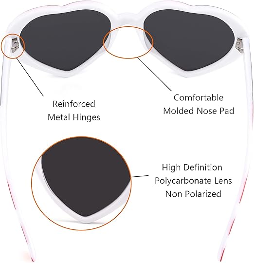 IOHLNG Heart Sunglasses for Women Men Oversized Trendy Love Shaped Sunglasses Retro Lovely Fashion Cute Sun Glasses image 3