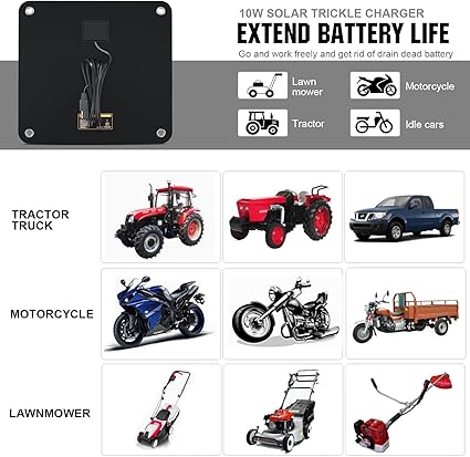 ECO-WORTHY 10W Solar Car Battery Charger Maintainer 12V Waterproof Portable Solar Trickle Charger for Car Truck Boat Lawn Mower RV Trailer Tractor ATV Utility Vehicle Battery image 4