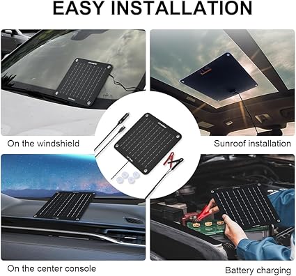 ECO-WORTHY 10W Solar Car Battery Charger Maintainer 12V Waterproof Portable Solar Trickle Charger for Car Truck Boat Lawn Mower RV Trailer Tractor ATV Utility Vehicle Battery image 5