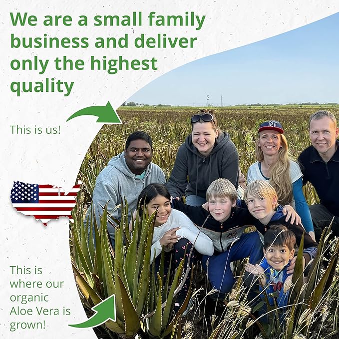 Seven Minerals Organic Aloe Vera Gel from freshly cut 100% Pure Aloe - Big 12oz - HighestQuality, Texas grown, Vegan, Unscented - For Face, Skin, Hair, Sunburn relief image 3