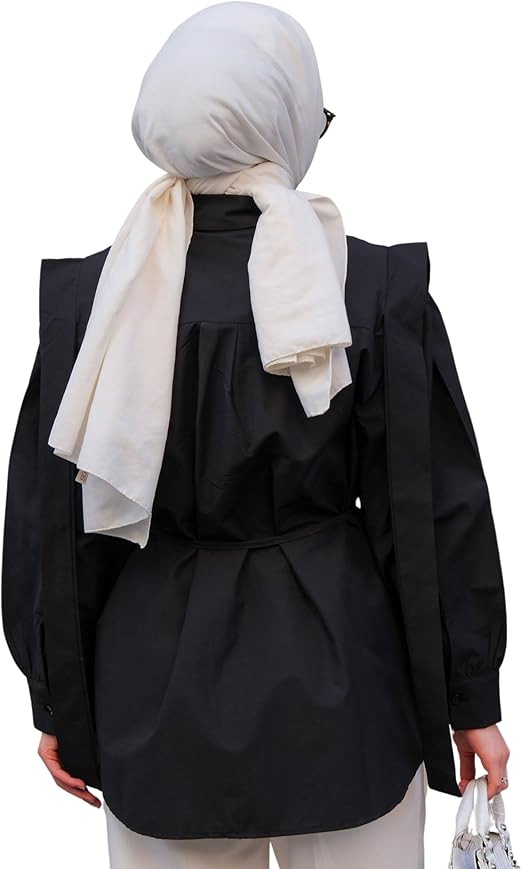 Women's Shirt Long Sleeve Buttoned V Detail Casual Shirt with Waist Ties Shirt Fashion for Ladies image 2
