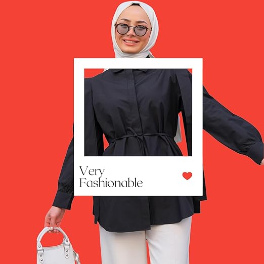 Women's Shirt Long Sleeve Buttoned V Detail Casual Shirt with Waist Ties Shirt Fashion for Ladies image 5