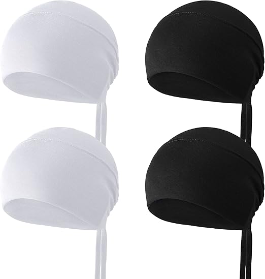 JenPen 4 Pcs Hijab Scarves for Women Hijab Undercap with Tie Adjustable Islamic Muslim Undercap (Black and White) image 1