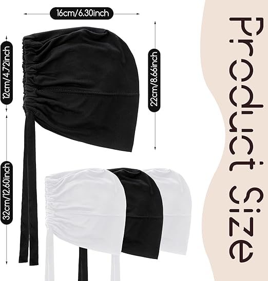 JenPen 4 Pcs Hijab Scarves for Women Hijab Undercap with Tie Adjustable Islamic Muslim Undercap (Black and White) image 3