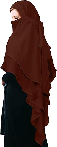 Geyoga Women's Muslim Prayer Hijab 2 Layers Islamic Hijab Cover Soft Lightweight Breathable Hijab Long Scarf image 1