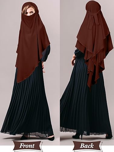 Geyoga Women's Muslim Prayer Hijab 2 Layers Islamic Hijab Cover Soft Lightweight Breathable Hijab Long Scarf image 2