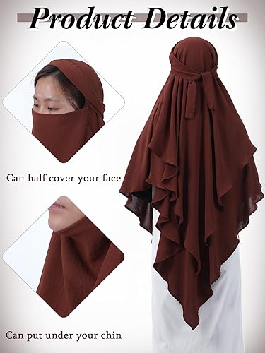Geyoga Women's Muslim Prayer Hijab 2 Layers Islamic Hijab Cover Soft Lightweight Breathable Hijab Long Scarf image 4