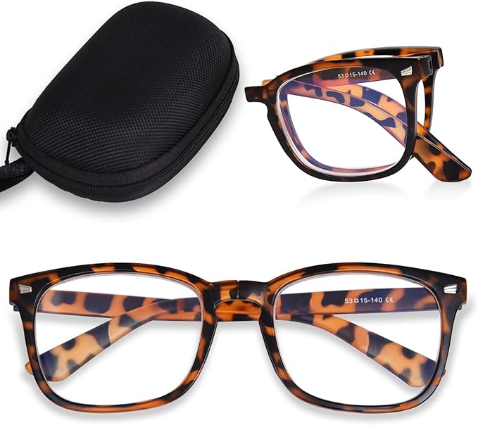 OPTOFENDY Folding Reading Glasses for Women Men, Portable Blue Light Blocking Glasses Readers with Zipper Case image 1